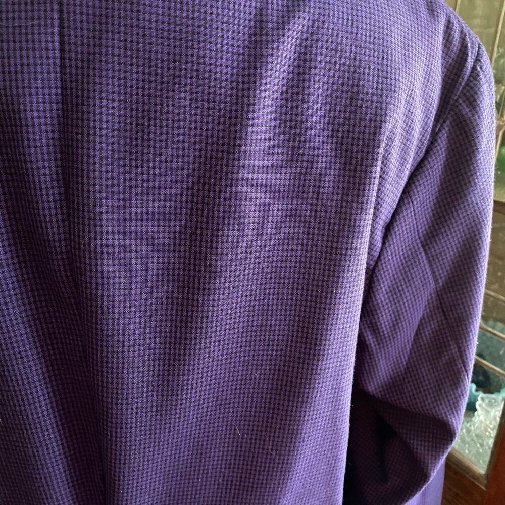 Vintage Contempo Casuals Blazer Small Purple Black Plaid Power Boxy Jacket 80s - Picture 14 of 16